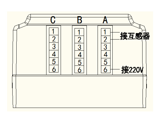 電力能效監(jiān)測終端接線側(cè)視圖